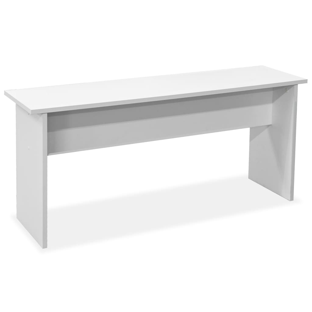 Tavolo Da Pranzo E Panche 3 Pz In Legno Multistrato Bianco