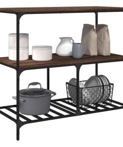 Carrello Cucina Rovere Marrone 100x50x95 Cm Legno Multistrato