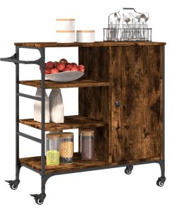 Carrello Cucina Rovere Fumo 87,5x38,5x84,5 Cm Legno Multistrato
