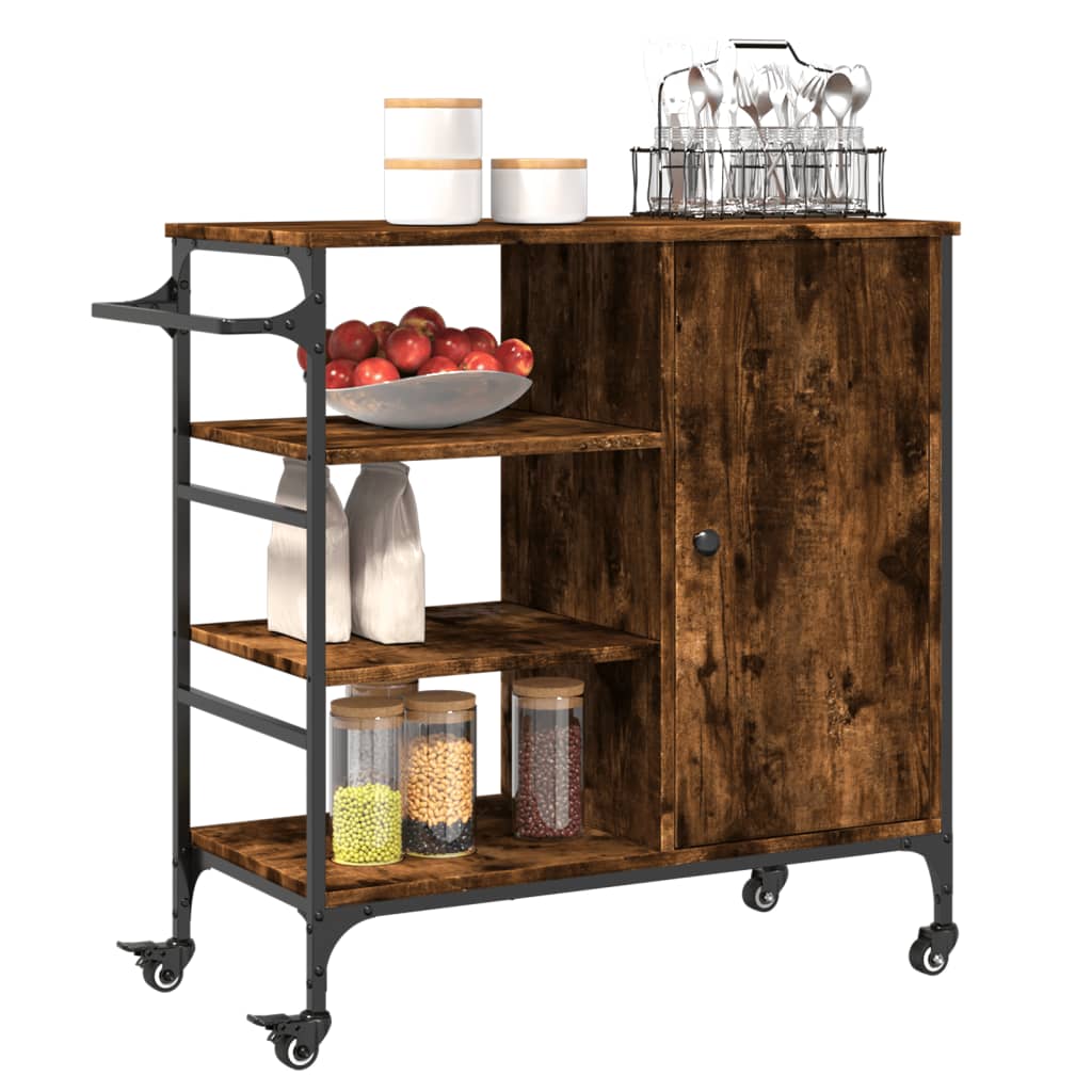 Carrello Cucina Rovere Fumo 87,5x38,5x84,5 Cm Legno Multistrato