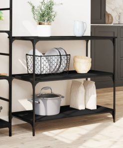 Carrello Da Cucina Nero 102x50x95 Cm In Legno Multistrato