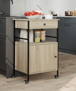 Carrello Da Cucina Rovere Sonoma 56x43x89,5cm Legno Multistrato