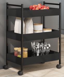 Carrello Da Cucina Nero 50x30x70 Cm In Legno Multistrato