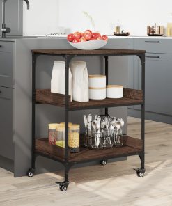 Carrello Cucina Rovere Marrone 60x41x80,5 Cm Legno Multistrato