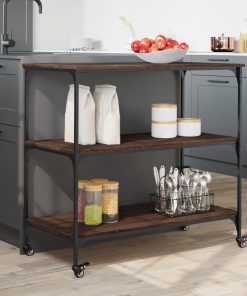 Carrello Cucina Rovere Marrone 102x50x95 Cm Legno Multistrato
