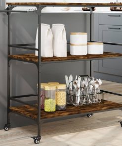 Carrello Da Cucina Rovere Fumo 100,5x50x105cm Legno Multistrato