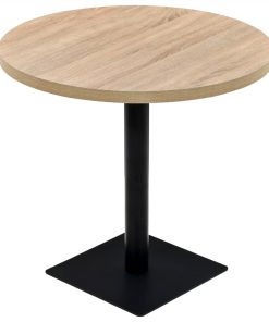 Tavolo Bistrot In Mdf E Acciaio Rotondo 80x75 Cm Colore Rovere