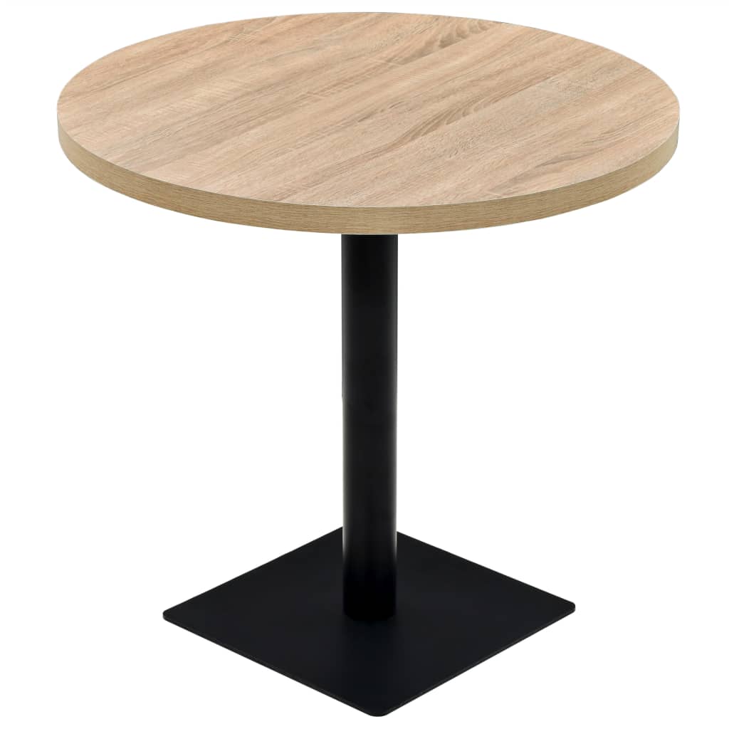 Tavolo Bistrot In Mdf E Acciaio Rotondo 80x75 Cm Colore Rovere
