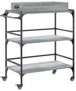 Carrello Cucina Grigio Sonoma 81,5x41x92,5 Cm Legno Multistrato