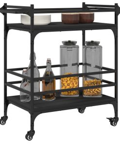 Carrello Da Cucina Nero 82x40x78,5 Cm In Legno Multistrato