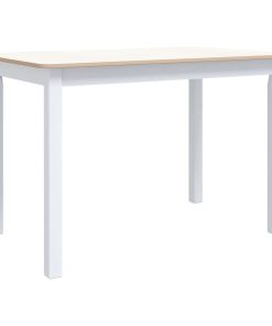 Tavolo Da Pranzo Bianco E Marrone 114x71x75cm Massello Di Hevea