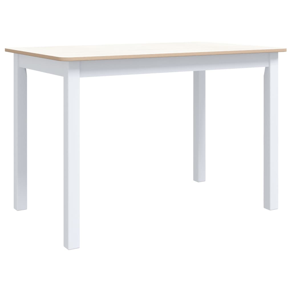 Tavolo Da Pranzo Bianco E Marrone 114x71x75cm Massello Di Hevea
