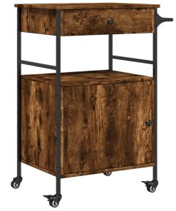 Carrello Da Cucina Rovere Fumo 56x43x89,5 Cm Legno Multistrato