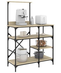 Mobile Cucina Rovere Sonoma 90x40x132 Cm Multistrato E Metallo