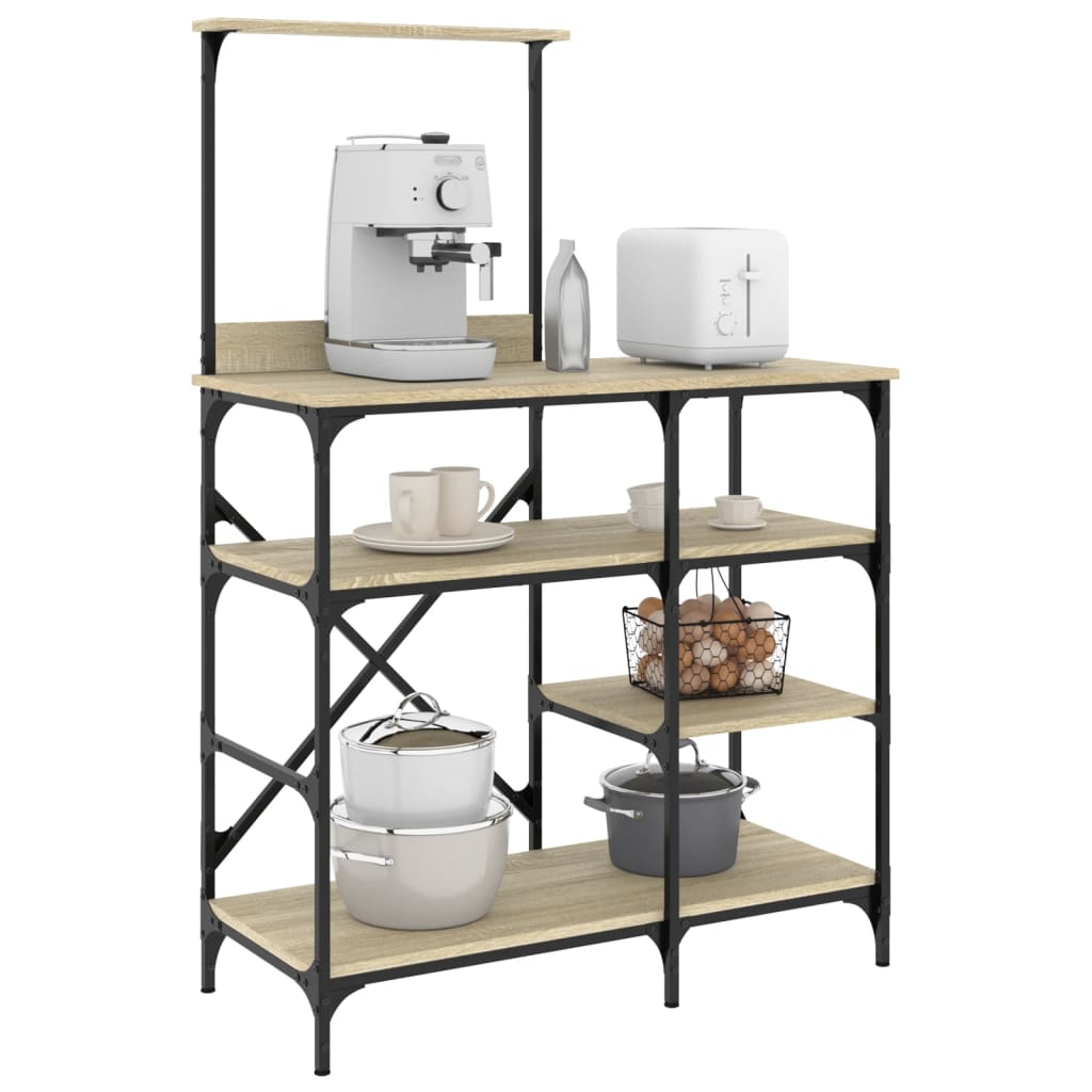 Mobile Cucina Rovere Sonoma 90x40x132 Cm Multistrato E Metallo