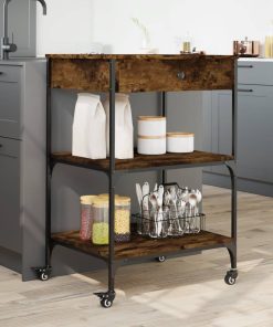 Carrello Da Cucina Rovere Fumo 60x48x89,5 Cm Legno Multistrato