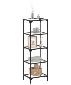 Scaffale Con Piano In Vetro Trasparente 40x30x123cm In Acciaio