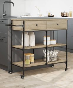 Carrello Da Cucina Rovere Sonoma 105x42x95 Cm Legno Multistrato