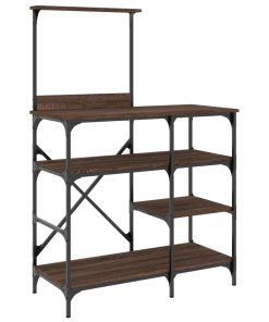 Mobile Cucina Rovere Marrone 90x40x132 Cm Multistrato E Metallo