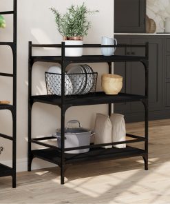 Carrello Da Cucina Nero 65x40x86,5 Cm In Legno Multistrato