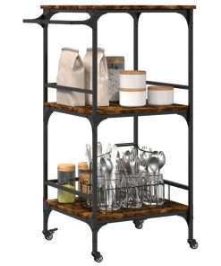 Carrello Da Cucina Rovere Fumo 60,5x50x105 Cm Legno Multistrato
