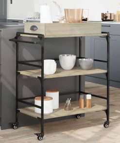 Carrello Cucina Rovere Sonoma 81,5x41x92,5 Cm Legno Multistrato