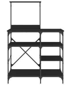 Mobile Da Cucina Nero 90x40x132 Cm Legno Multistrato E Metallo