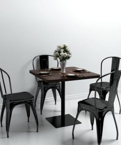 Tavolo Bistrot Mdf E Acciaio Quadrato 80x80x75 Cm Cenere Scura