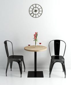Tavolo Bistrot In Mdf E Acciaio Rotondo 60x75 Cm Colore Rovere