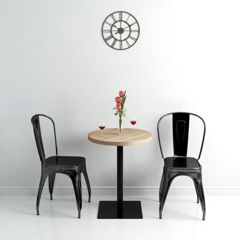 Tavolo Bistrot In Mdf E Acciaio Rotondo 60x75 Cm Colore Rovere
