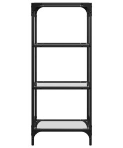 Scaffale Con Piano In Vetro Trasparente 40x30x95cm In Acciaio