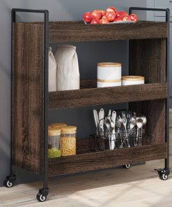 Carrello Da Cucina Rovere Marrone 70x30x82 Cm Legno Multistrato