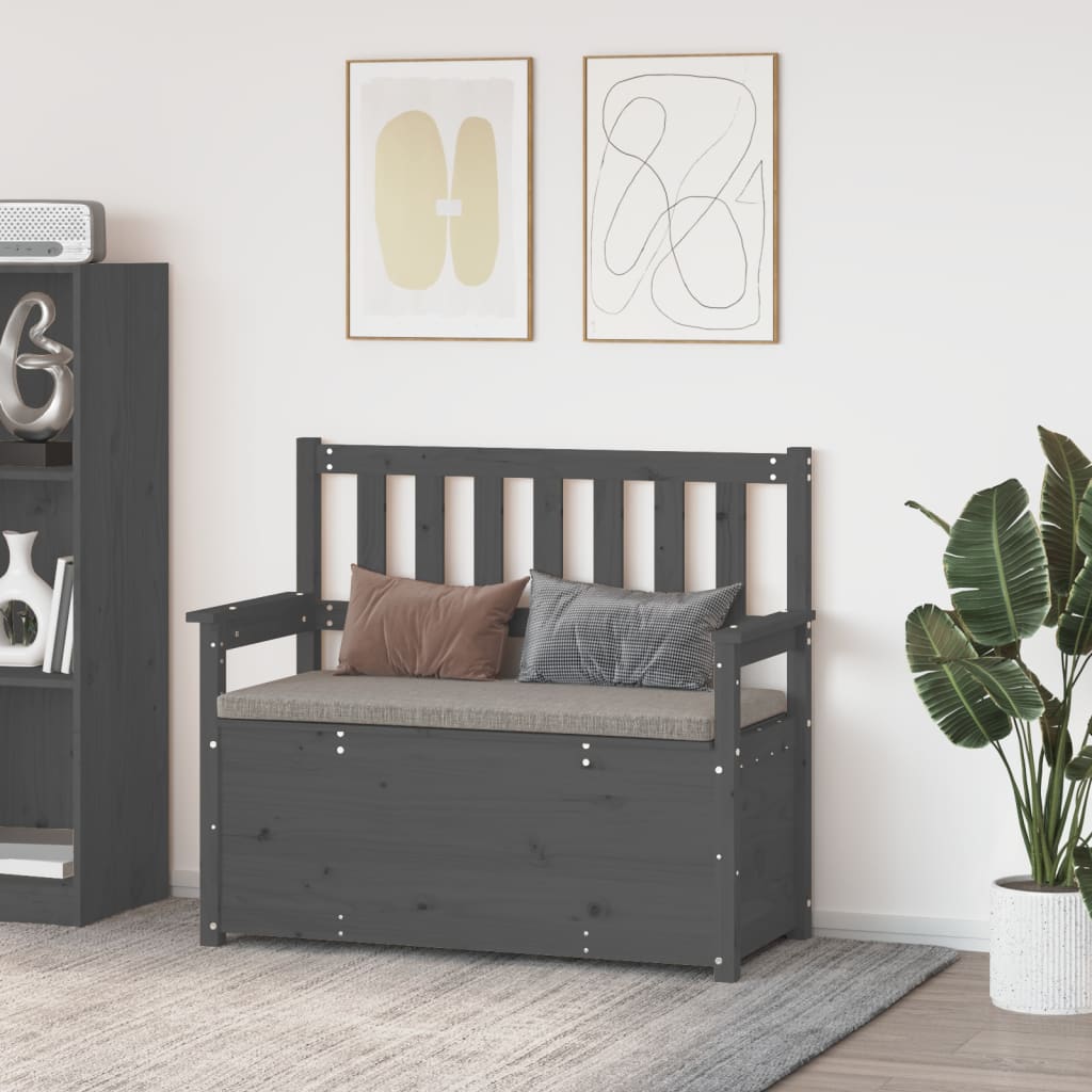 Panca Grigio 112,5x51,5x96,5 Cm In Legno Massello Di Pino