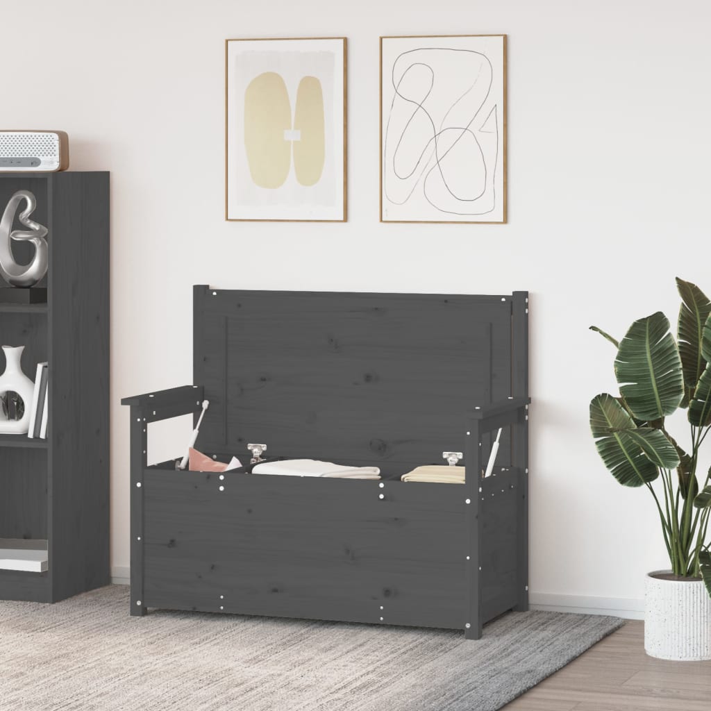 Panca Grigio 112,5x51,5x96,5 Cm In Legno Massello Di Pino - Image 5