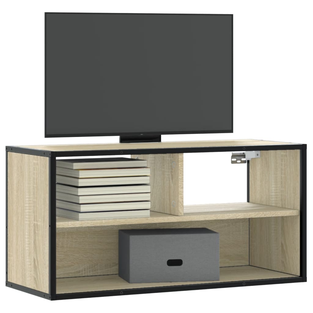 Mobile Tv Rovere Sonoma 80x31x39,5 Cm Legno Multistrato Metallo - Image 2