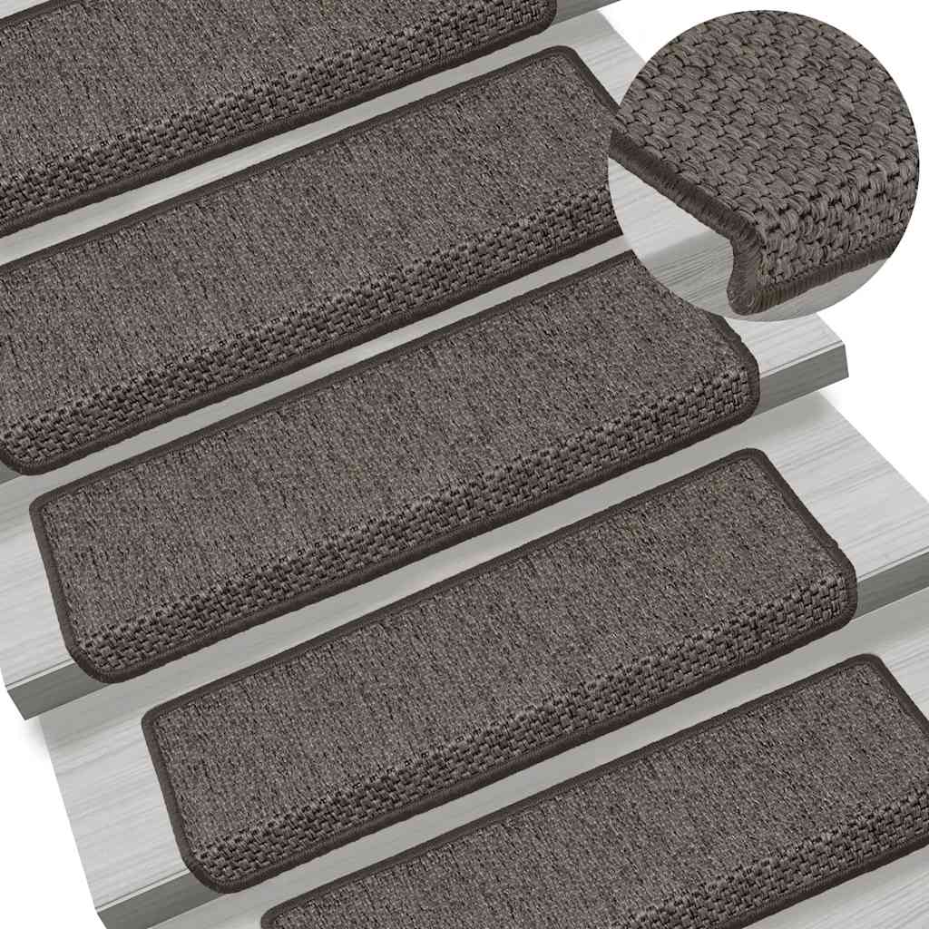 Tappeti Autoadesivi Scale Sisal 15 Pz 65x21x4 Cm Grigio E Beige - Image 6