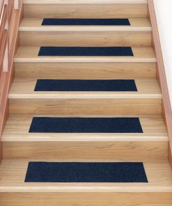 Tappetini Per Scale Autoadesivi 15 Pz 76x20 Cm Blu Navy Rettangolari