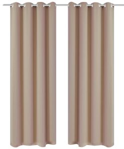 2 Pz Tende Oscuranti Con Occhielli In Metallo 135x175 Cm Crema