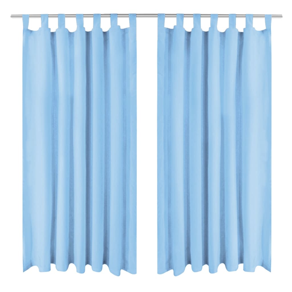 2 Pz Tende In Micro Raso Con Passanti 140x175 Cm Turchesi