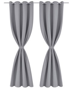 2 Pz Tende Oscuranti Con Occhielli In Metallo 135x175 Cm Grigie