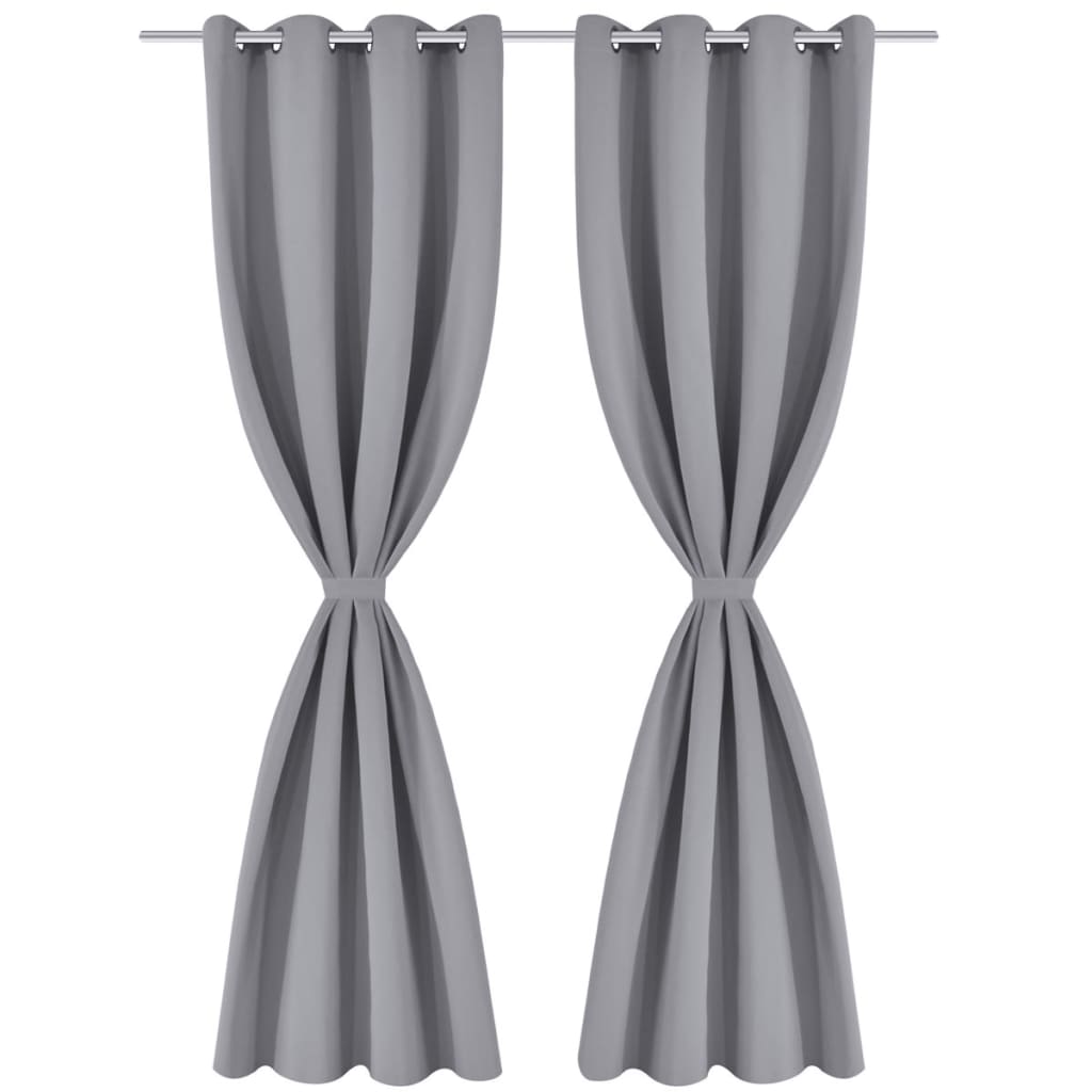 2 Pz Tende Oscuranti Con Occhielli In Metallo 135x175 Cm Grigie