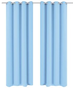 2 Pz Tende Oscuranti Occhielli In Metallo 135x175 Cm Turchese