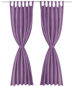 2 Pz Tende In Micro Raso Con Passanti 140x225 Cm Lilla