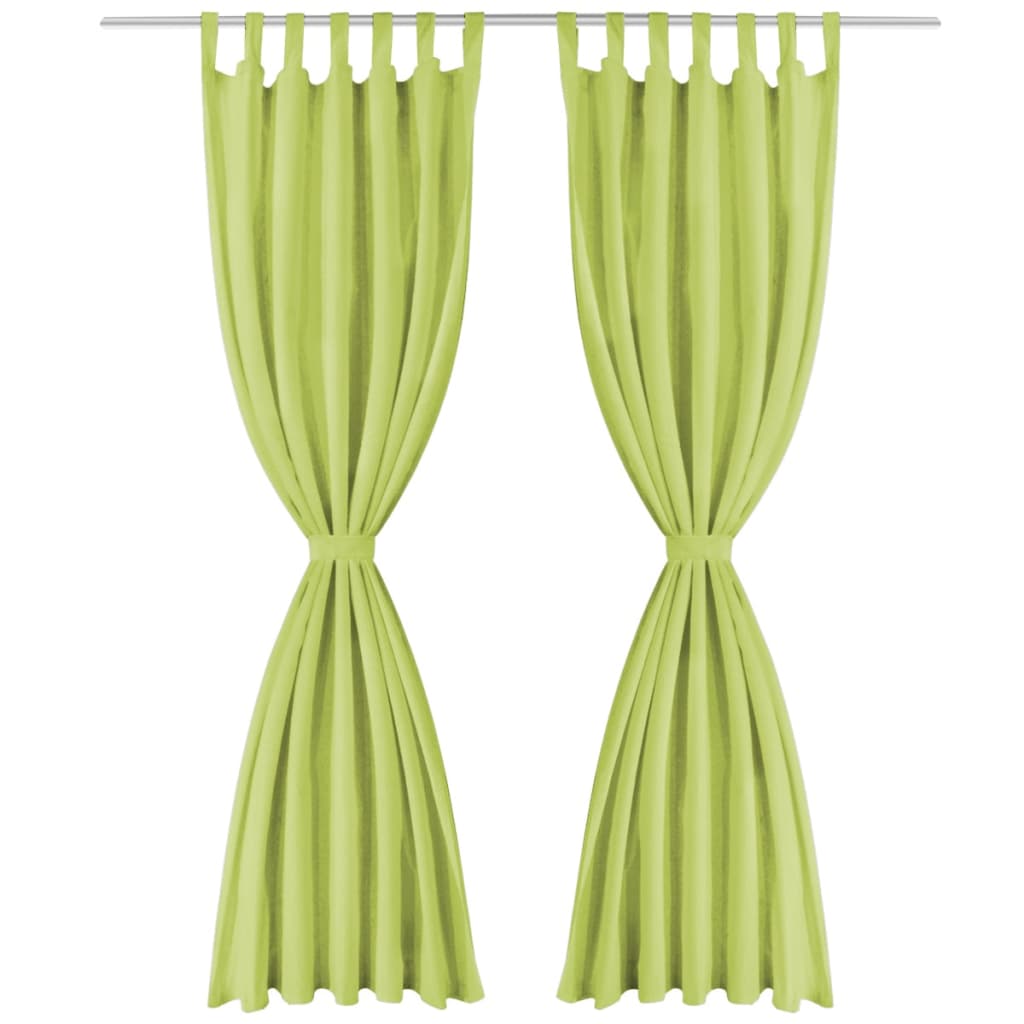 2 Pz Tende In Micro Raso Con Passanti 140x175 Cm Verdi