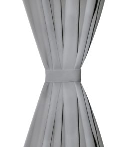 2 Pz Tende In Micro Raso Con Passanti 140x175 Cm Grigie