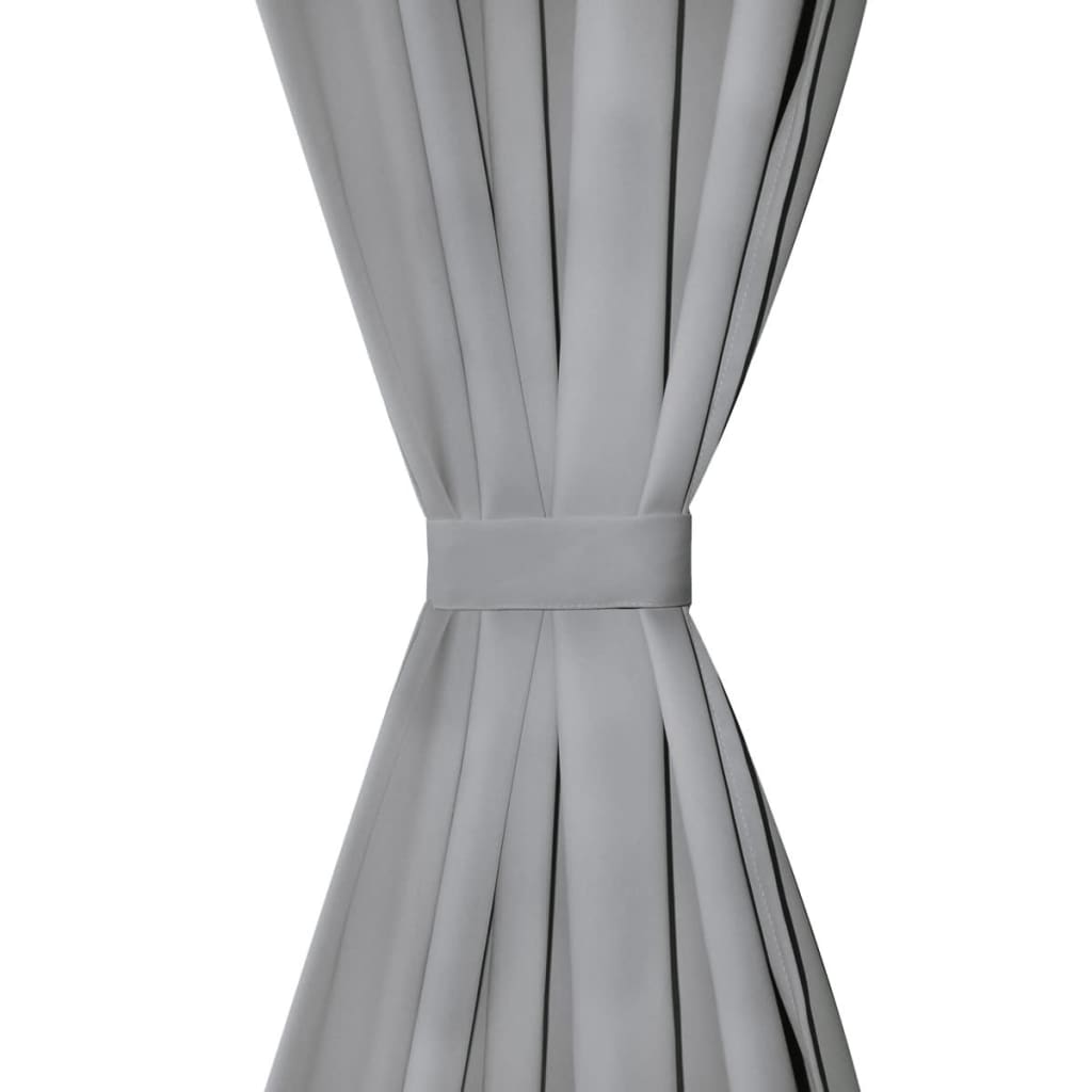 2 Pz Tende In Micro Raso Con Passanti 140x175 Cm Grigie