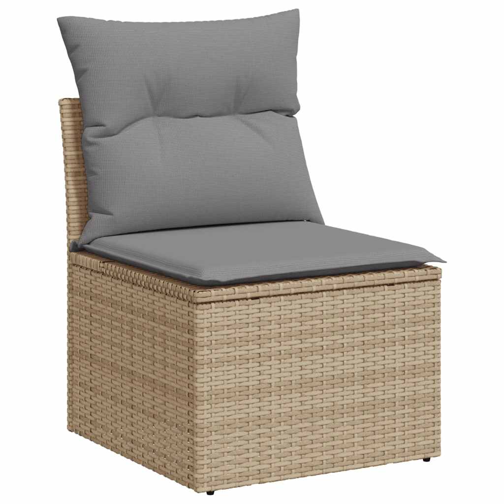 Divano Da Giardino 10 Pz Con Cuscini Beige In Polyrattan Acacia