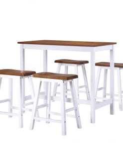 Set Tavolo Da Bar E Sgabelli 5 Pz In Legno Massello