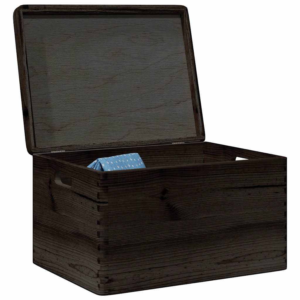 Scatola In Legno Coperchio&manici Nera 40x30x23cm Legno Di Pino