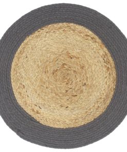 Tovagliette 4 Pz Naturale E Antracite 38 Cm In Juta E Cotone